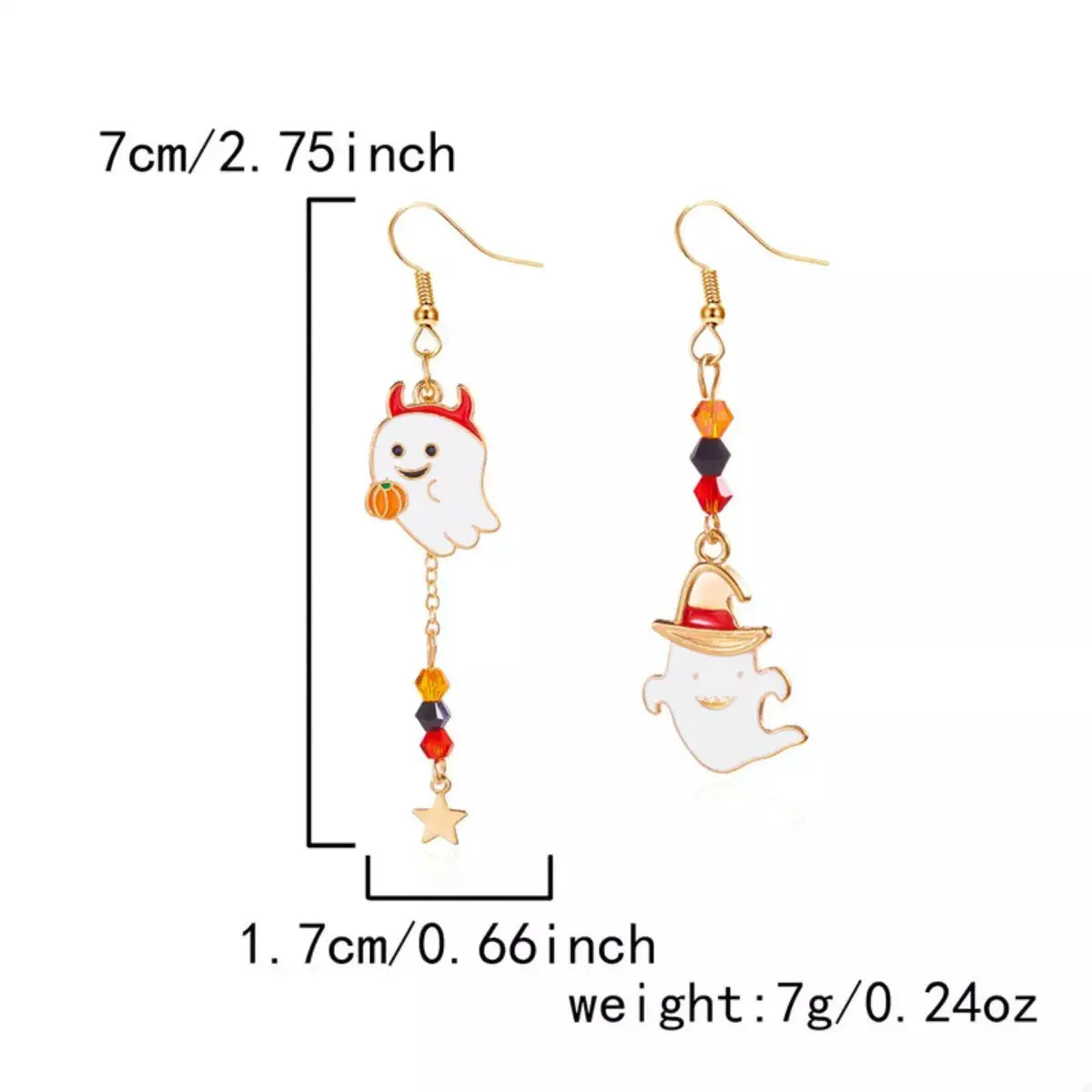 Halloween Ghost Pumpkin Drop Earrings by Trendsi