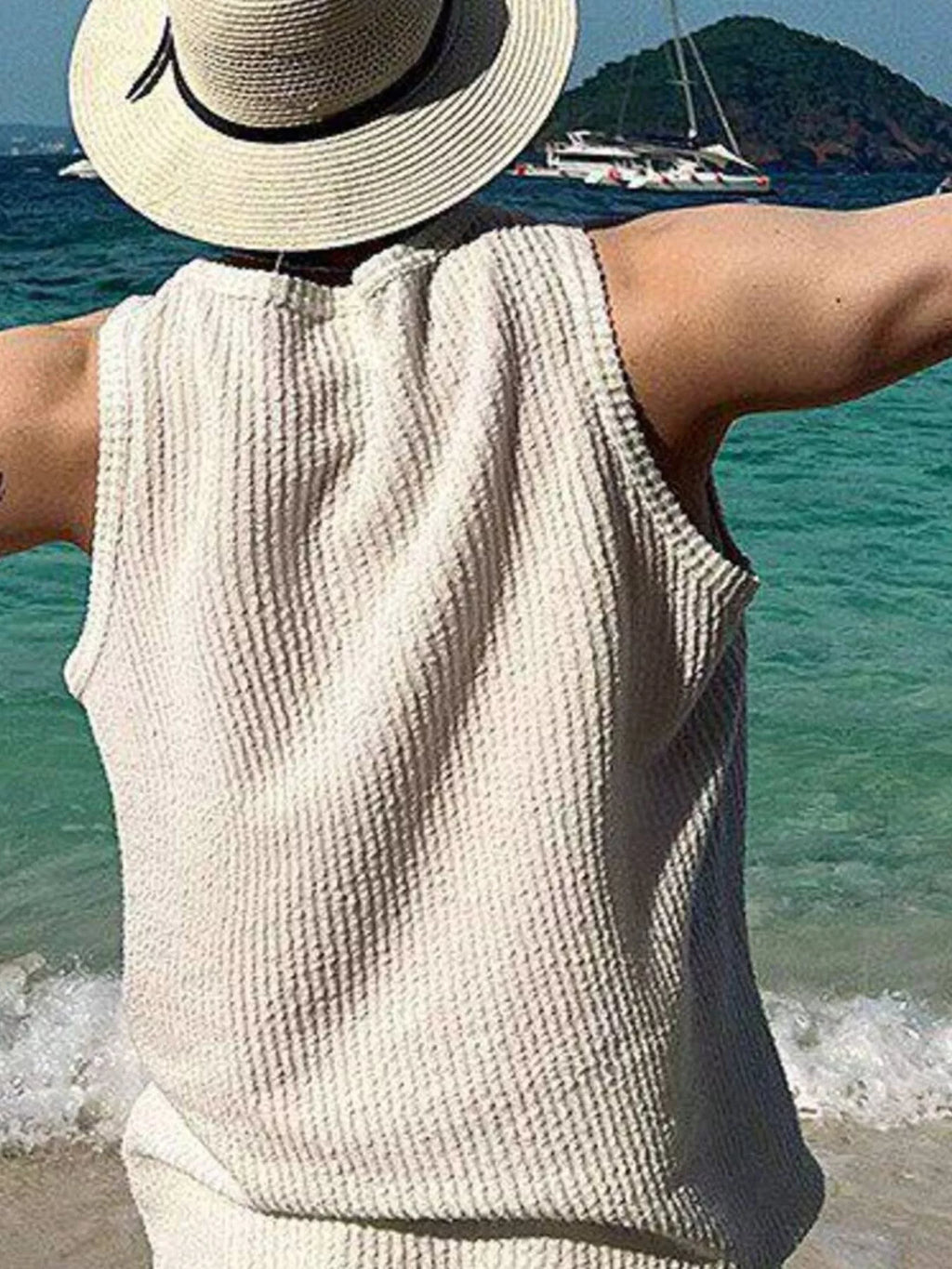 Men's Plus Size Textured Knit Sleeveless Tank Top by Trendsi