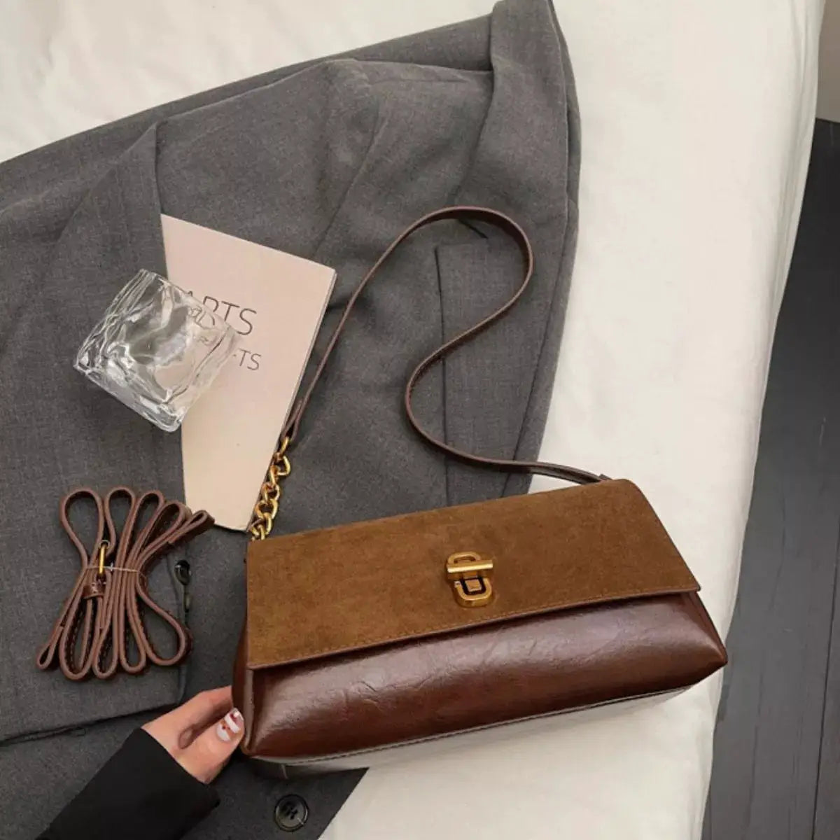 Chain Strap Flap Shoulder Bag by Trendsi