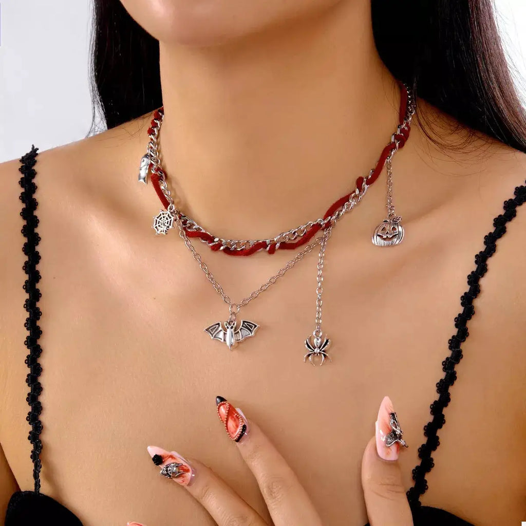 Halloween Double Layered Pendant Necklace by Trendsi