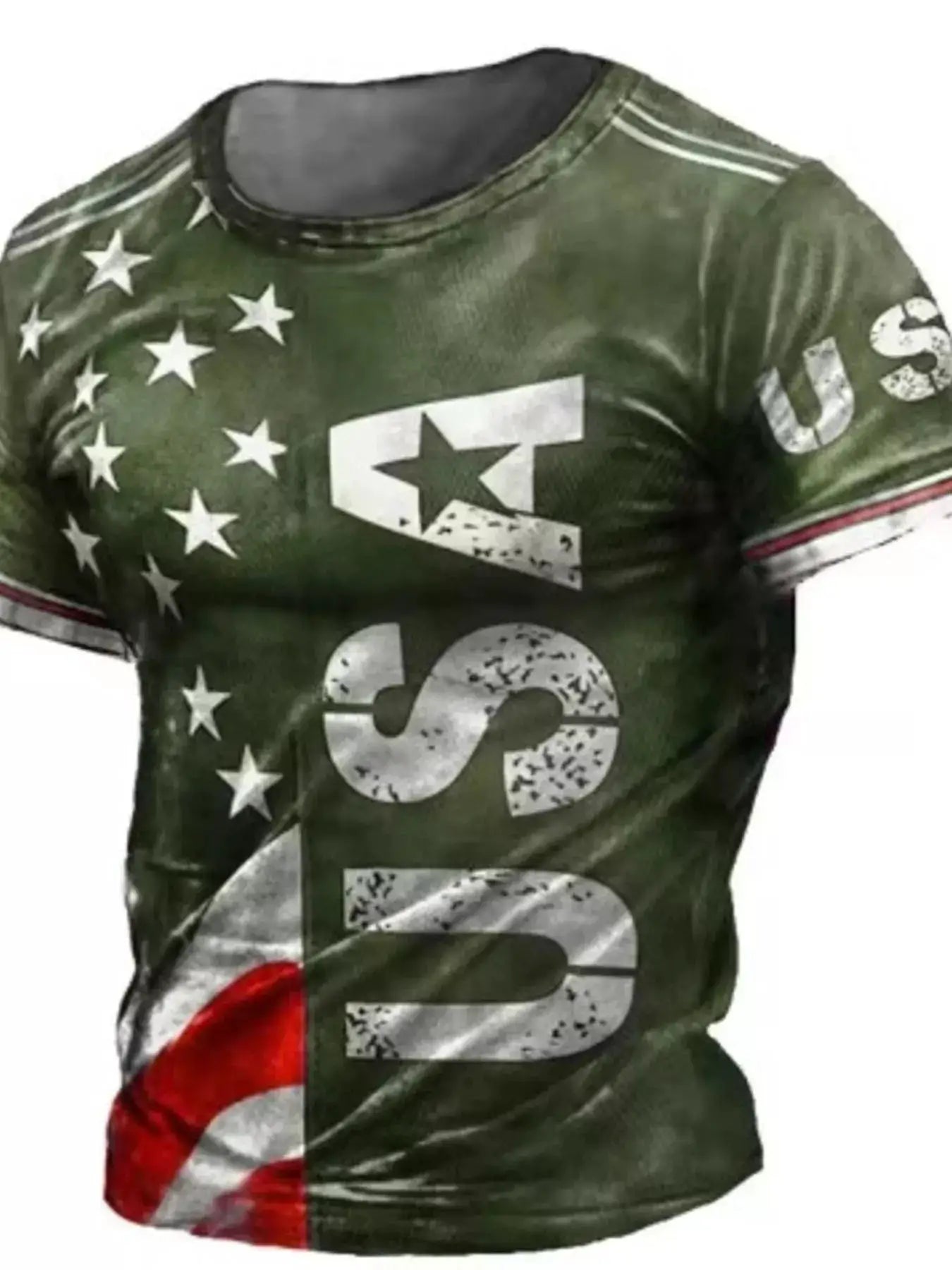 Men's Full Size USA Flag Print T-Shirt Plus Size by Trendsi