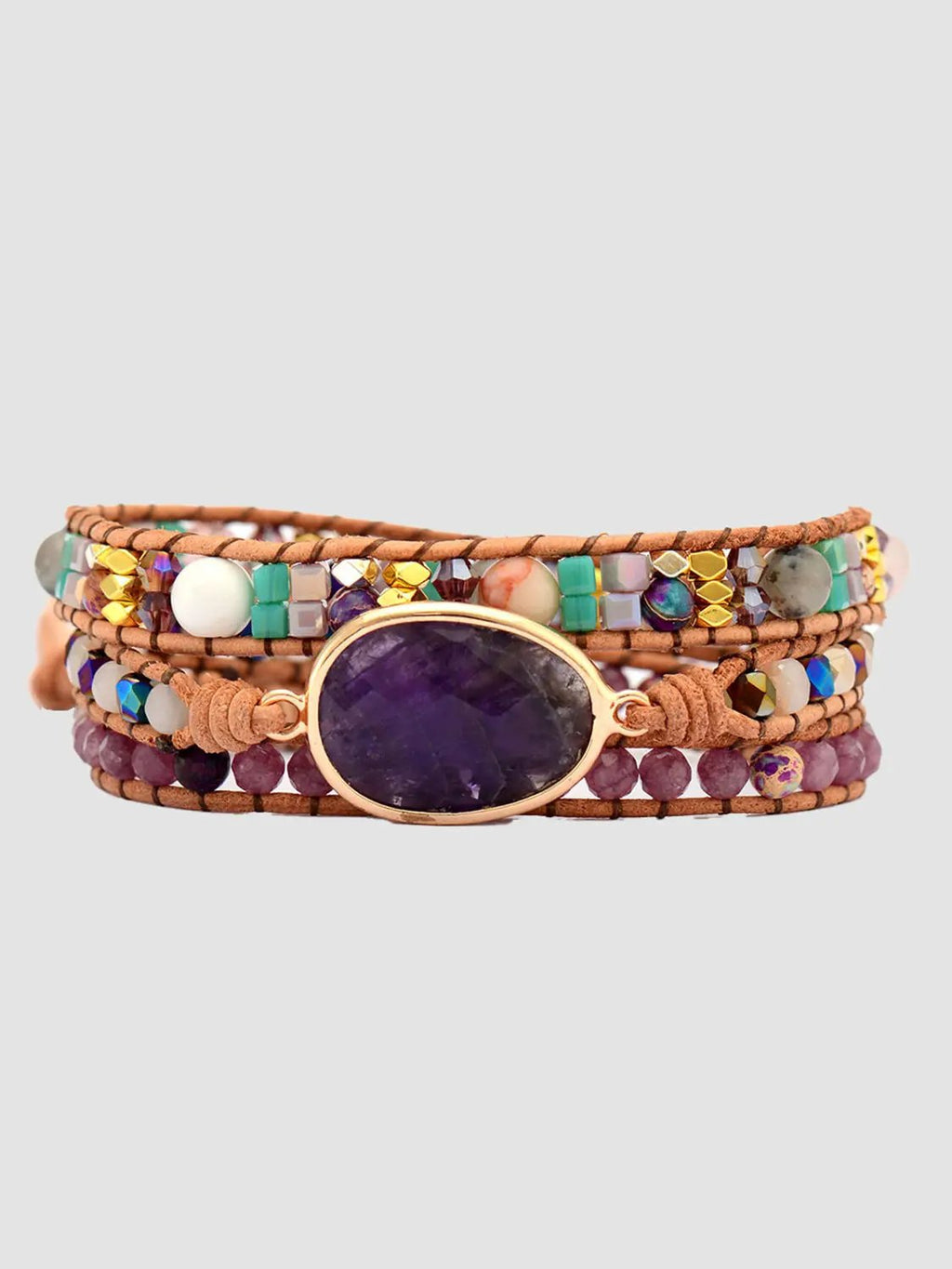 Triple-Layer Amethyst Bracelet by Trendsi