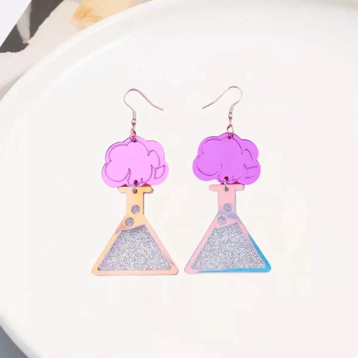 Funky Science Beaker Dangle Earrings by Trendsi