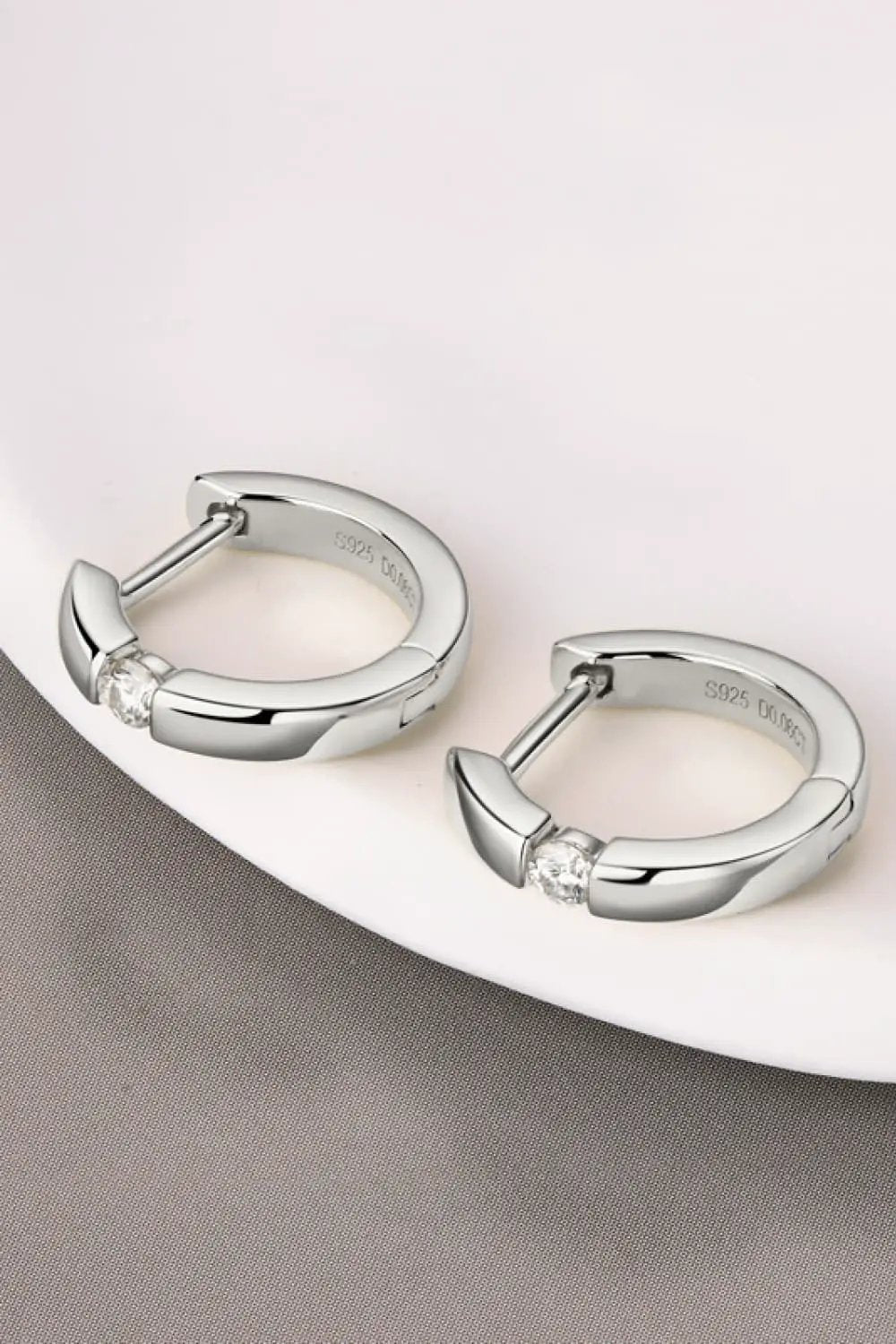 Moissanite 925 Sterling Silver Huggie Earrings by Trendsi