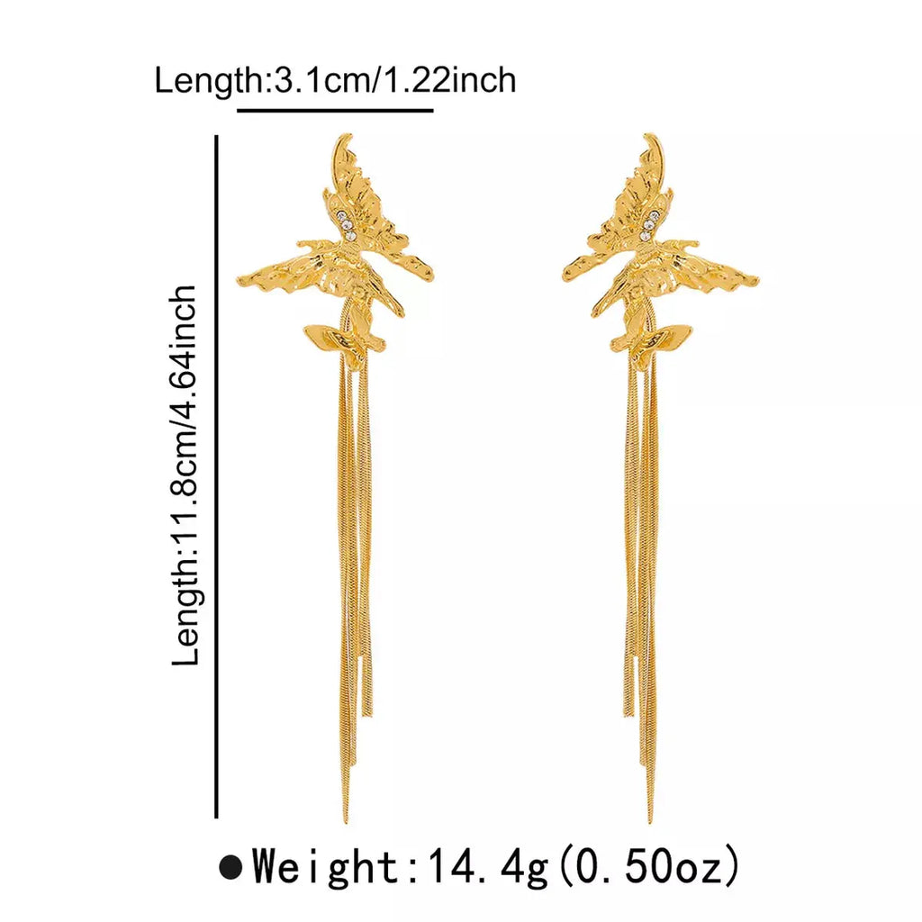 Butterfly Fringe Dangle Earrings by Trendsi
