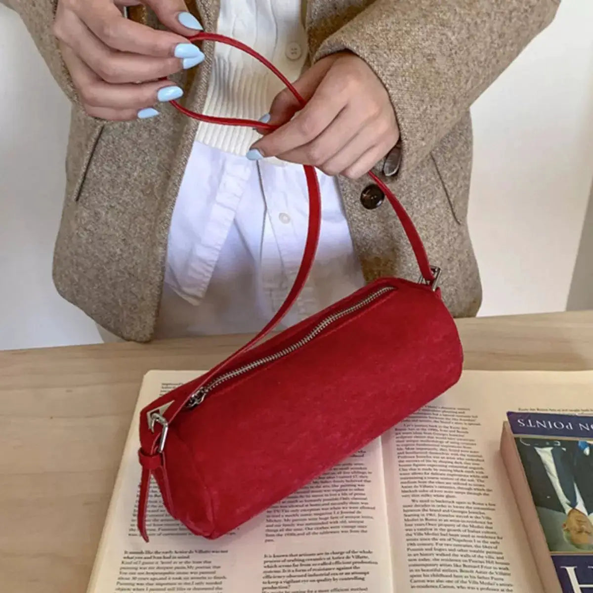 Retro Cylinder Shoulder Bag by Trendsi