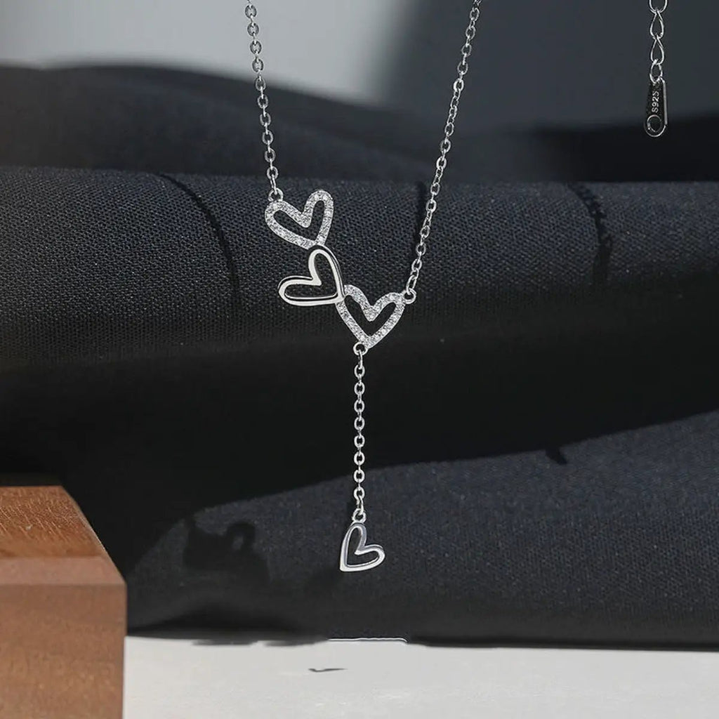 925 Sterling Silver Heart Y-Necklace by Trendsi