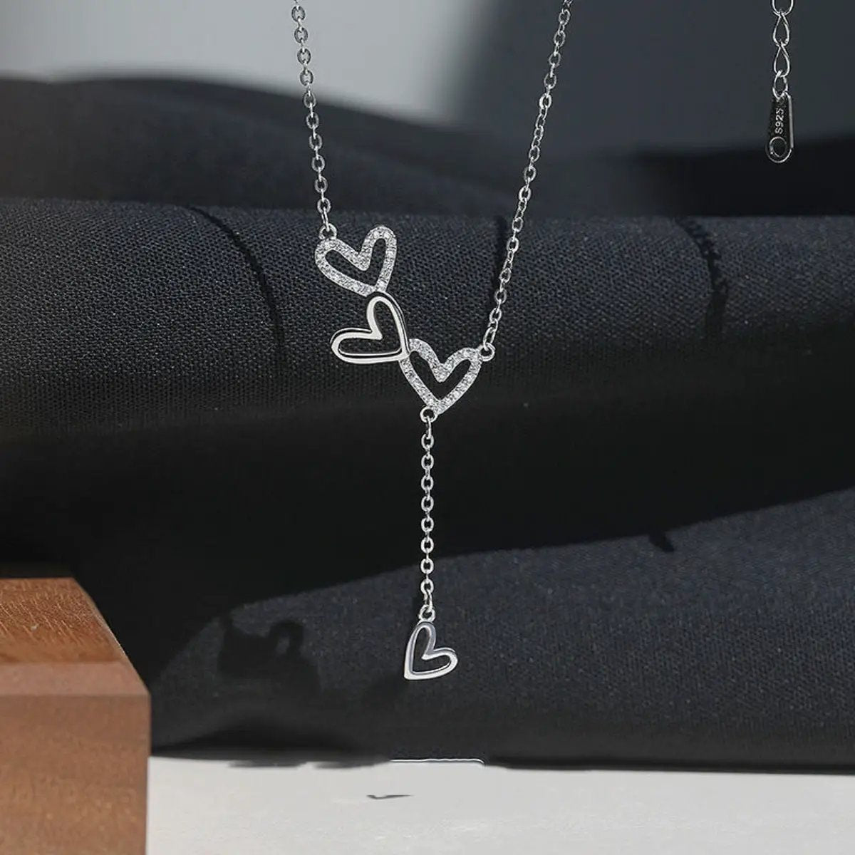 925 Sterling Silver Heart Y-Necklace by Trendsi