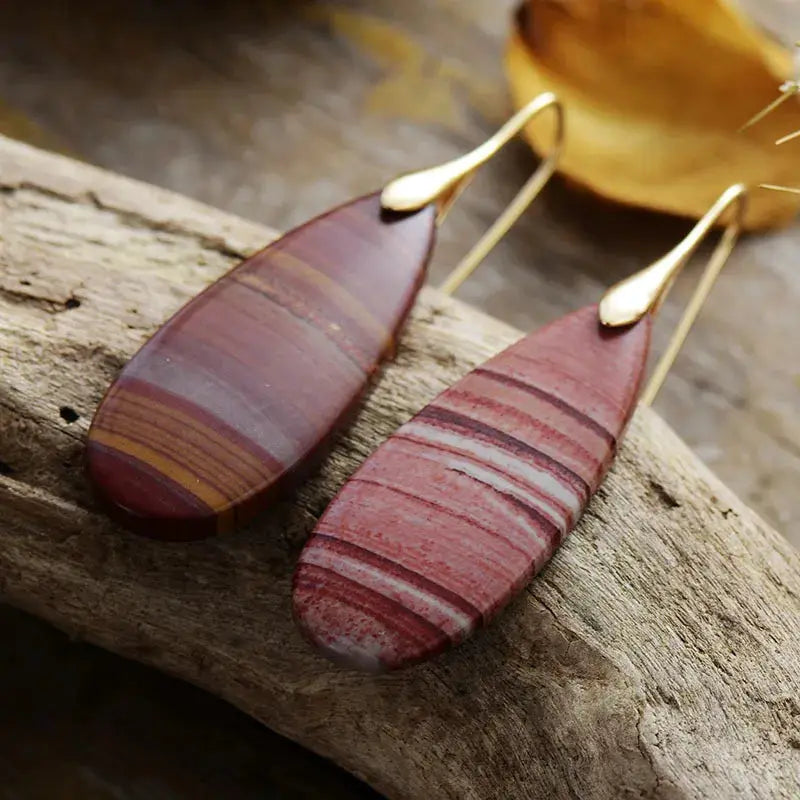 Natural Stone Waterdrop Shape Earrings by Trendsi
