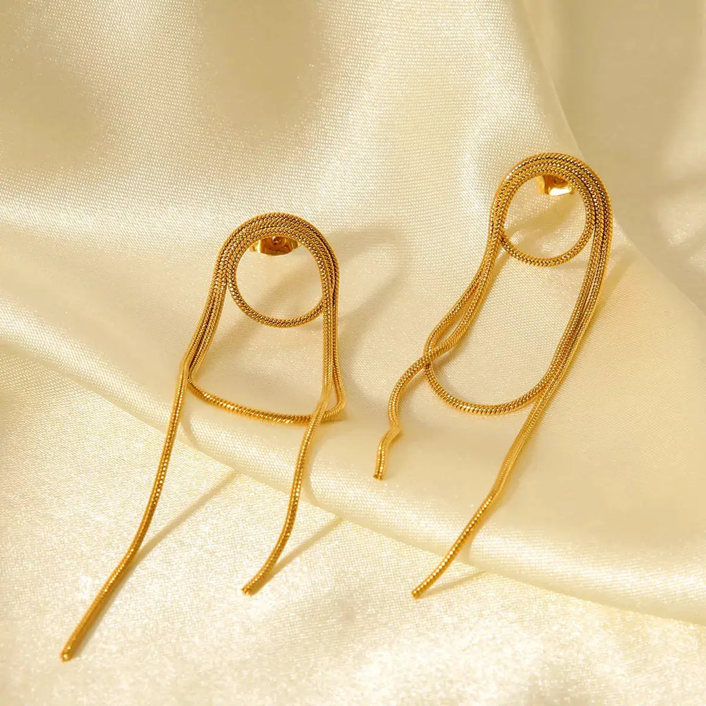 18K Gold-Plated Hoop Chain Earrings by Trendsi