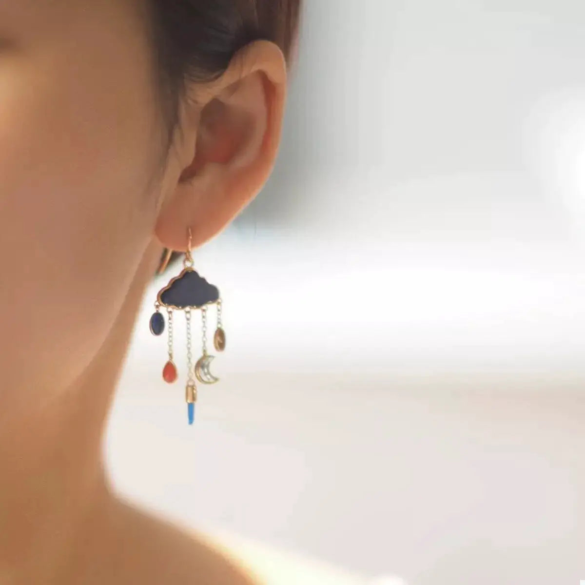 Cloud Dangle Earrings with Colorful Charms by Trendsi