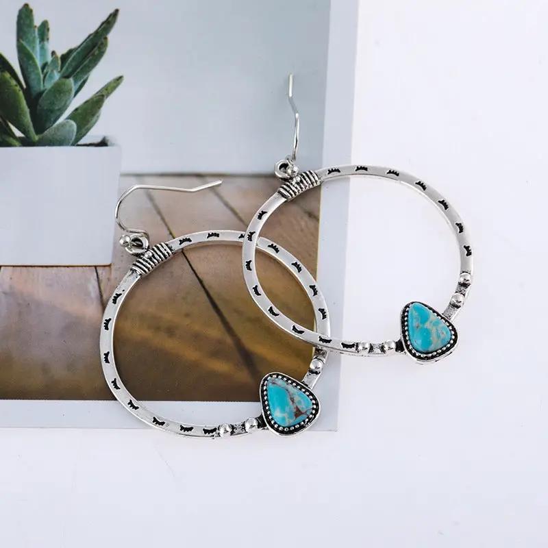 Artificial Turquoise Drop Earrings by Trendsi