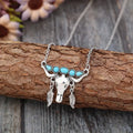 Artificial Turquoise Cow Shape Necklace by Trendsi
