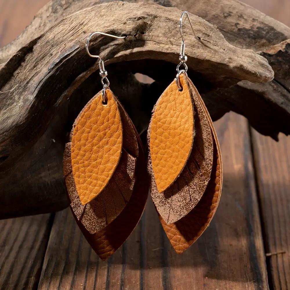 PU Leather Drop Earrings by Trendsi