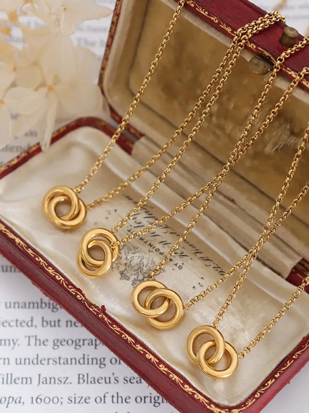 18K Gold-Plated Titanium Steel Hoop Pendant Necklace by Trendsi