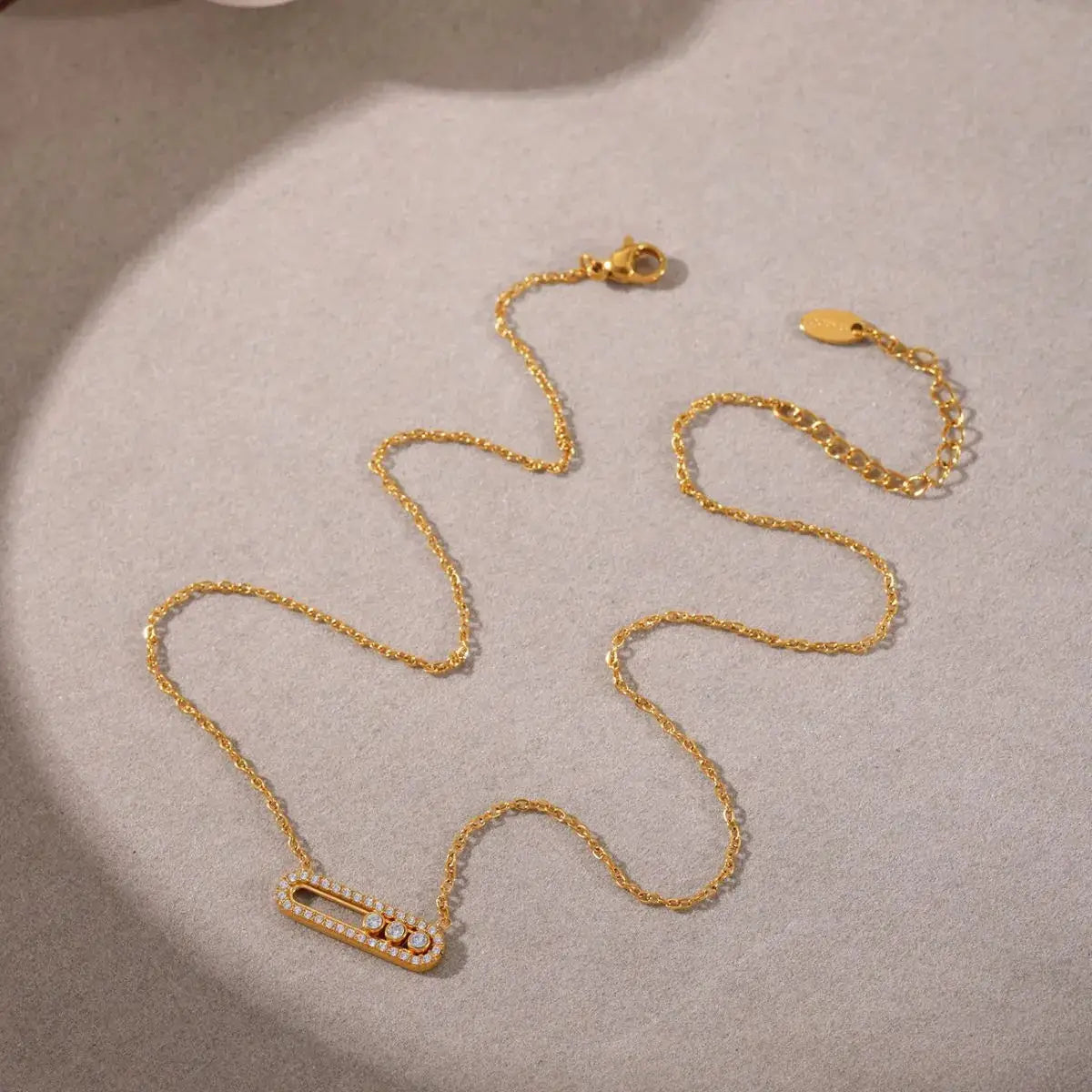 Moving Crystal Bar Necklace and Ring Jewelry Set by Trendsi