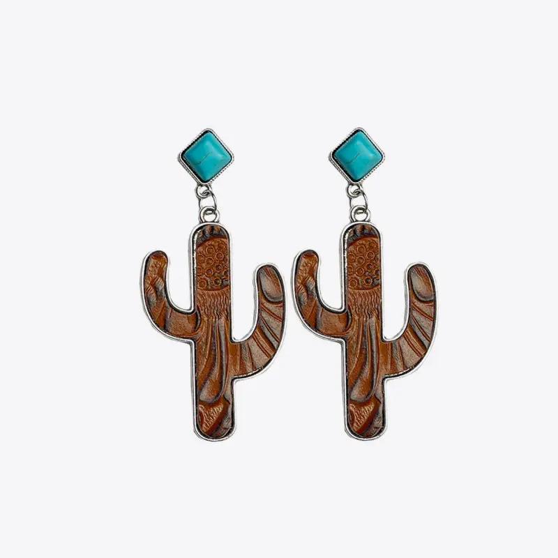 Turquoise Cactus Earrings by Trendsi