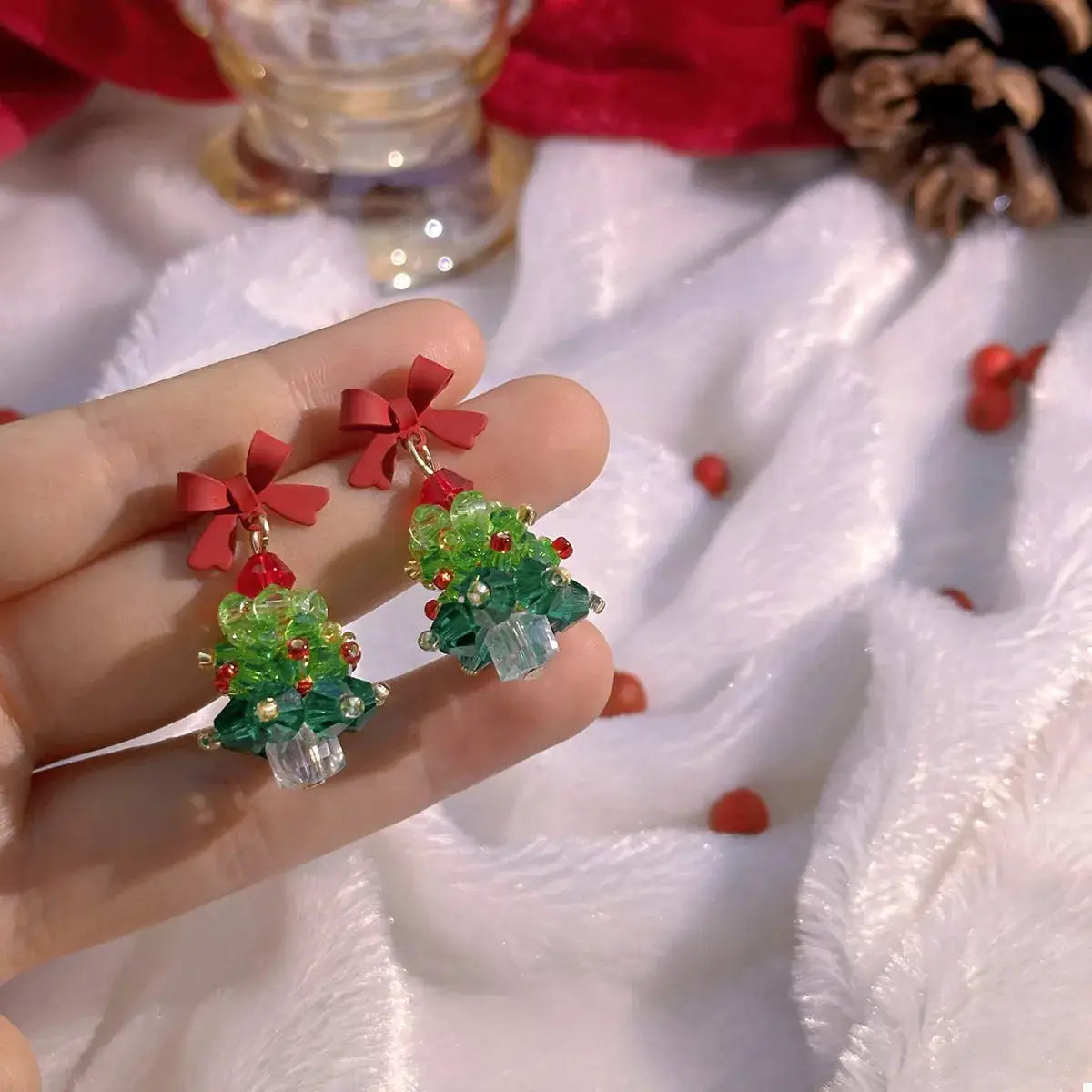 Christmas Tree Bowknot Dangle Earrings by Trendsi
