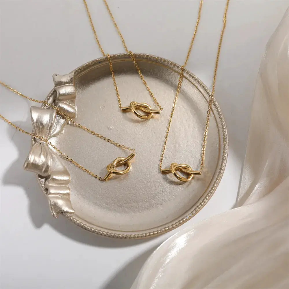 18K Gold-Plated Knotted Necklace by Trendsi