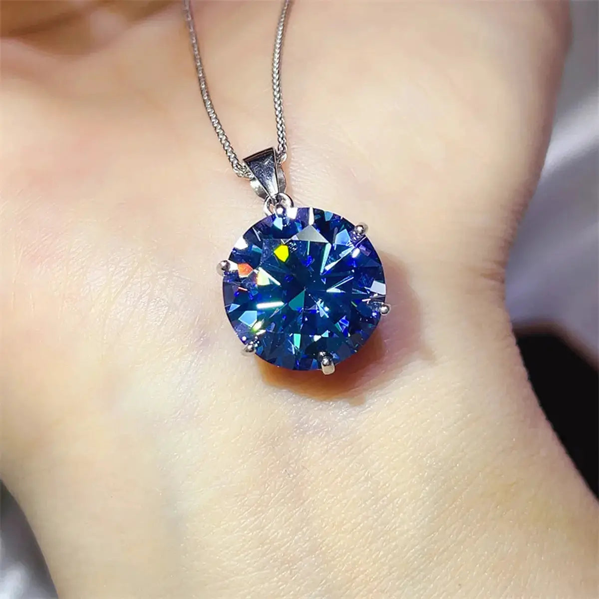 10 Carat Moissanite 925 Sterling Silver Ring and Necklace Set by Trendsi