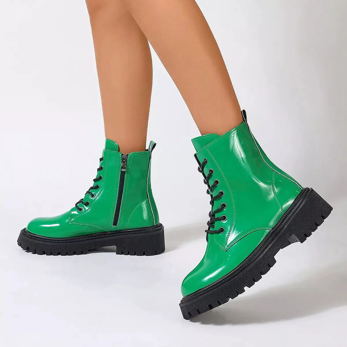 Lace-Up Platform Combat Boots by Trendsi