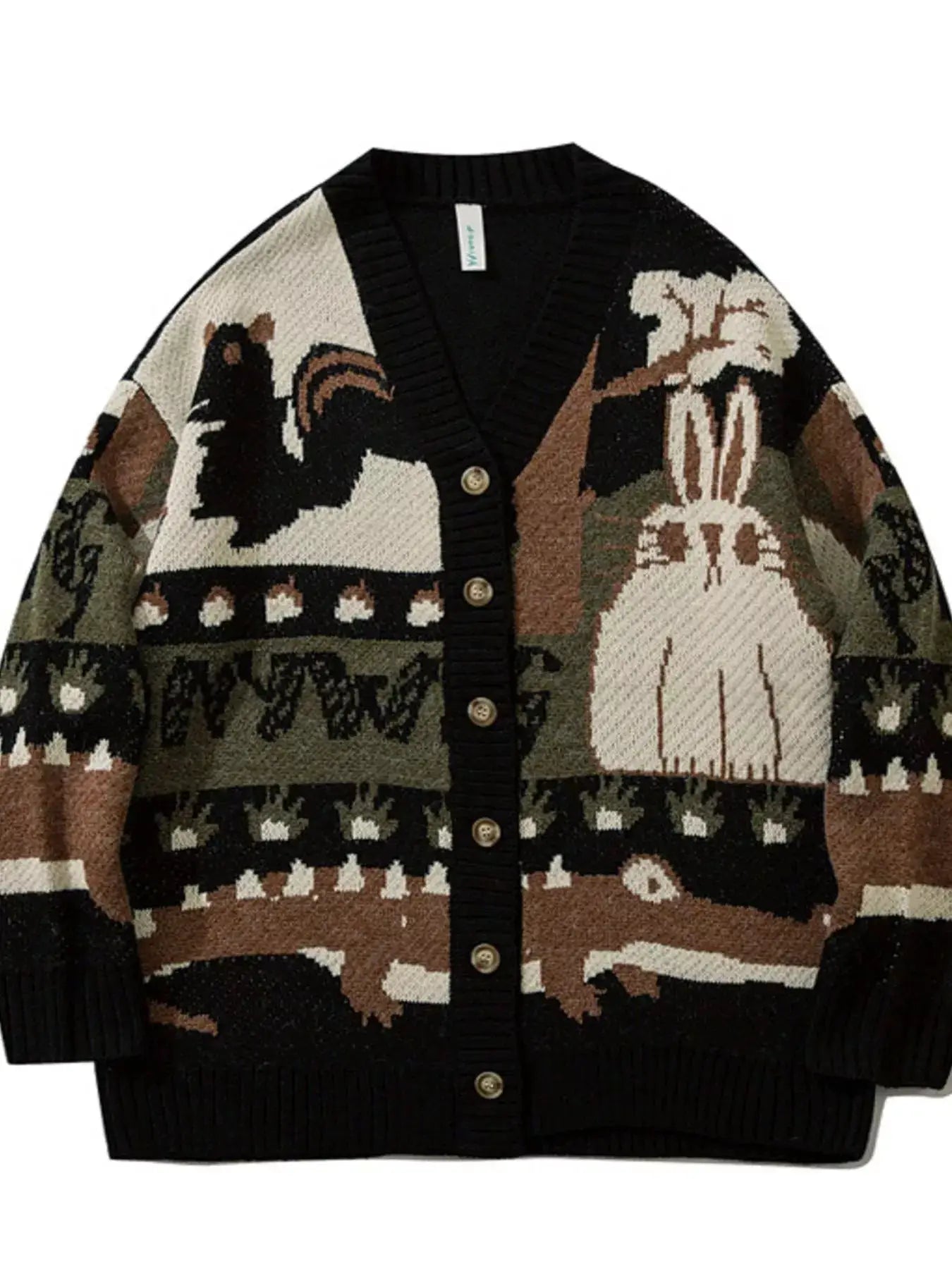 Men's Woodland Critter Knit Cardigan by Trendsi