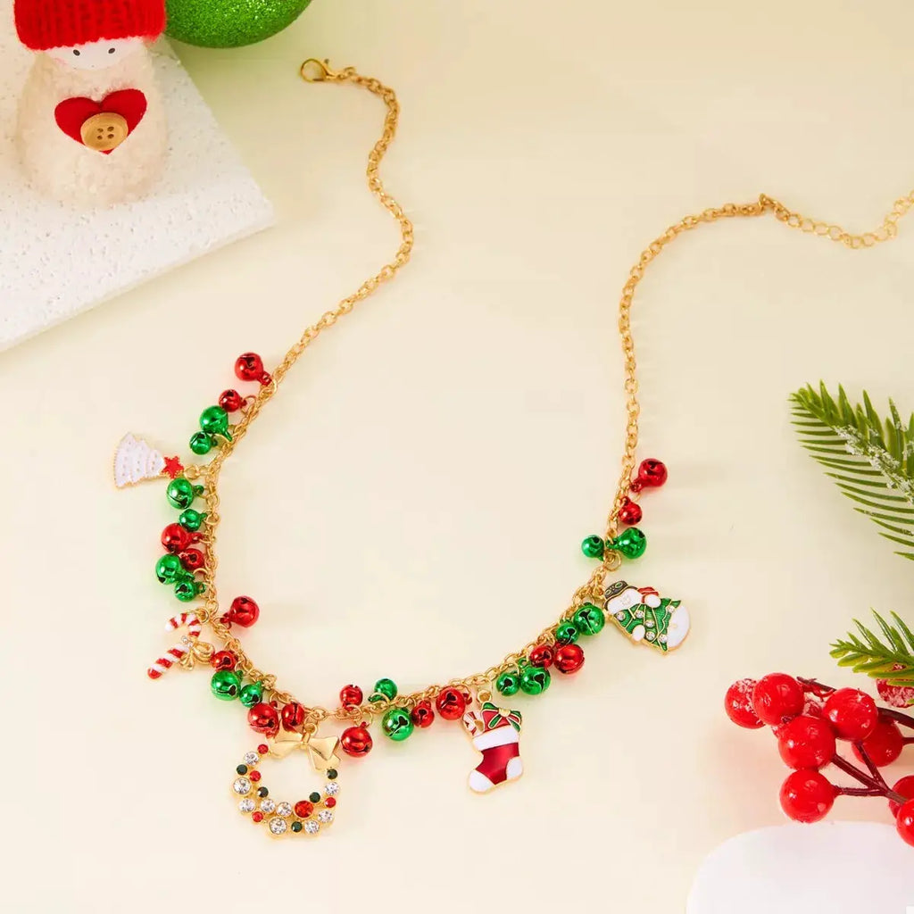 18K Gold-Plated Christmas Charm Necklace by Trendsi