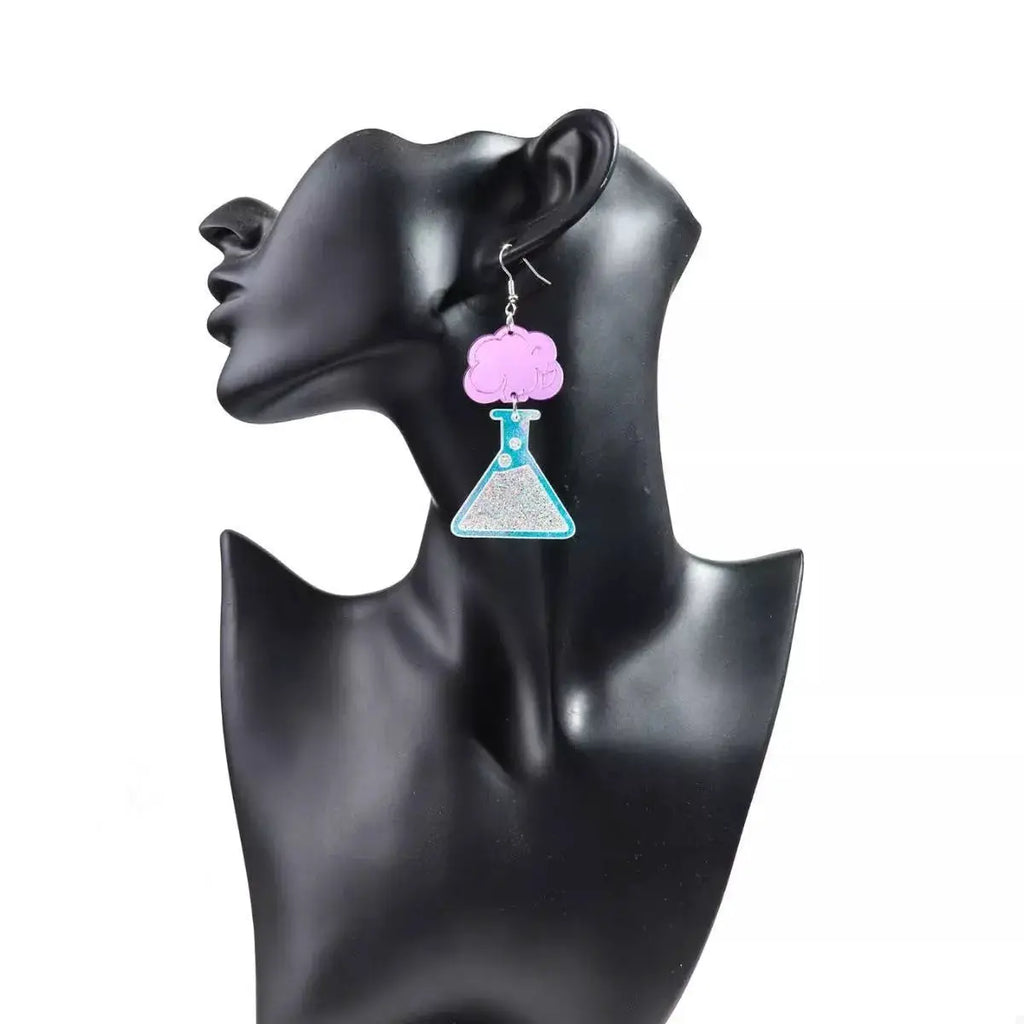 Funky Science Beaker Dangle Earrings by Trendsi