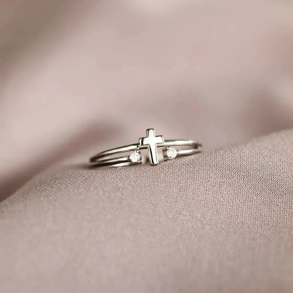 925 Sterling Silver Cross Ring by Trendsi