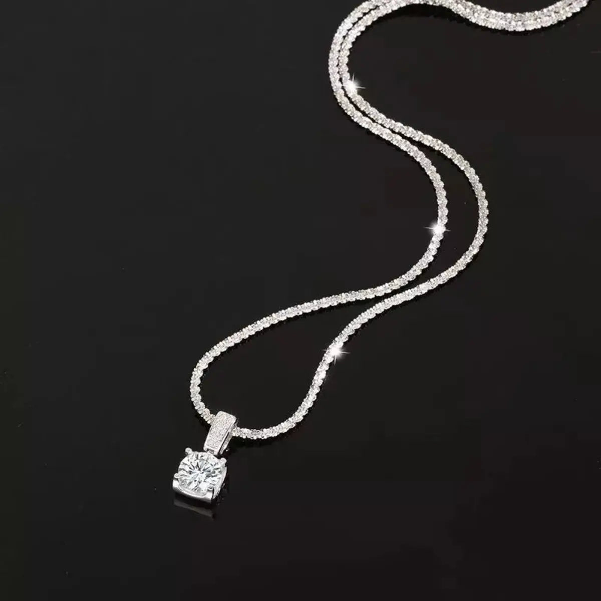 1 Carat 925 Sterling Silver Moissanite Necklace by Trendsi