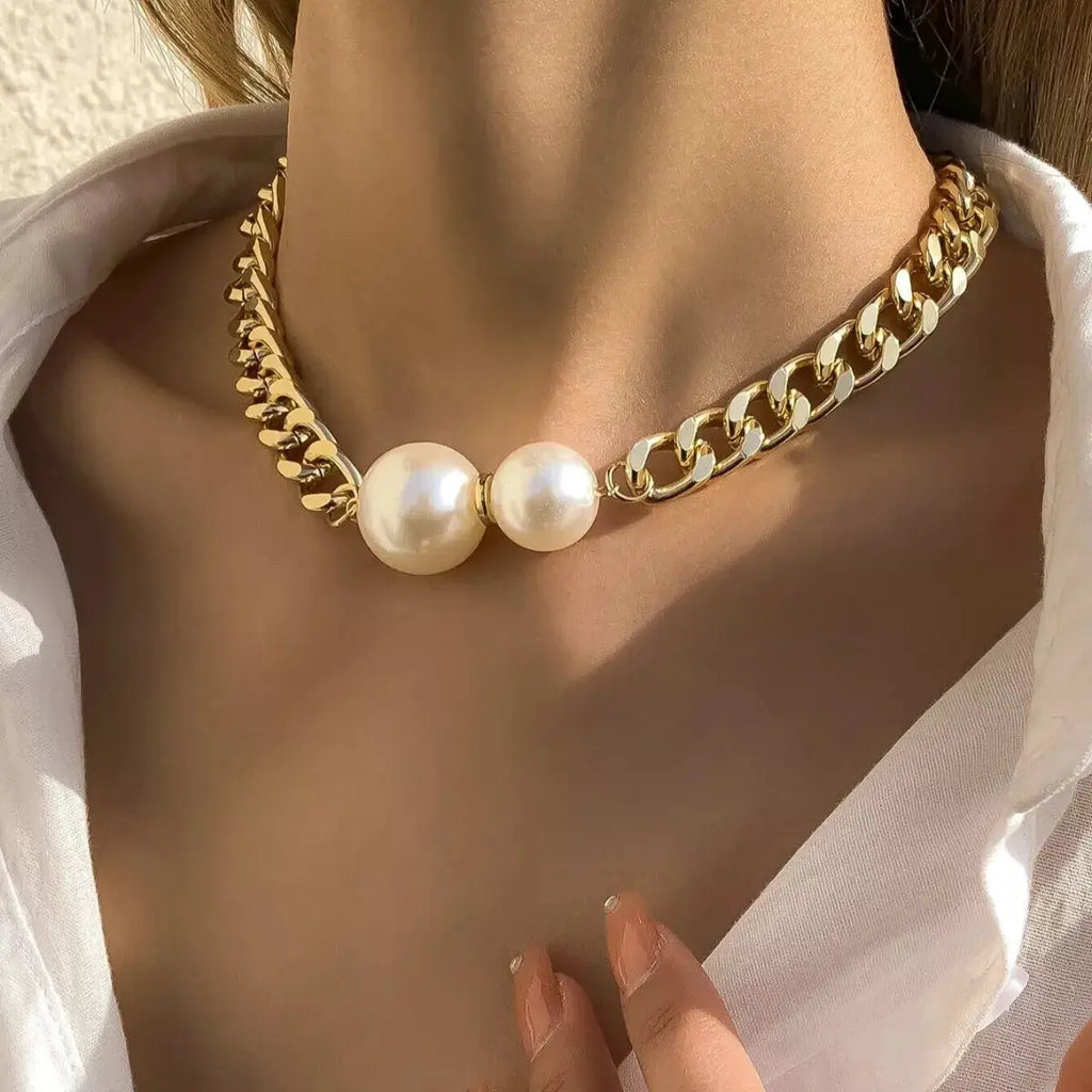 18K Gold-Plated Pearl Necklace by Trendsi