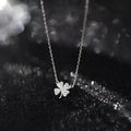 925 Sterling Silver Zircon Four Leaf Clover Necklace by Trendsi