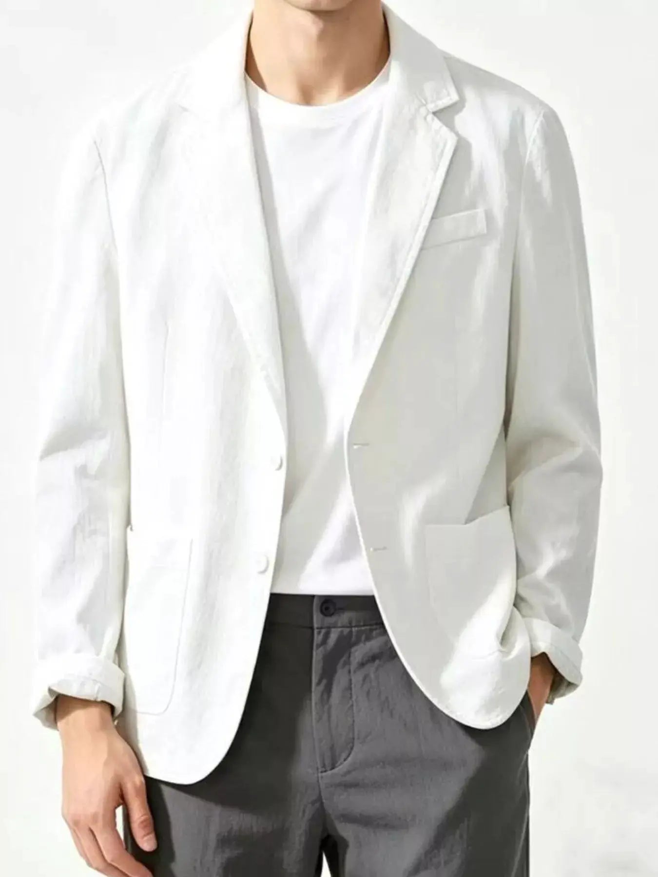 Men's Plus Size Button Up Long Sleeve Blazer by Trendsi