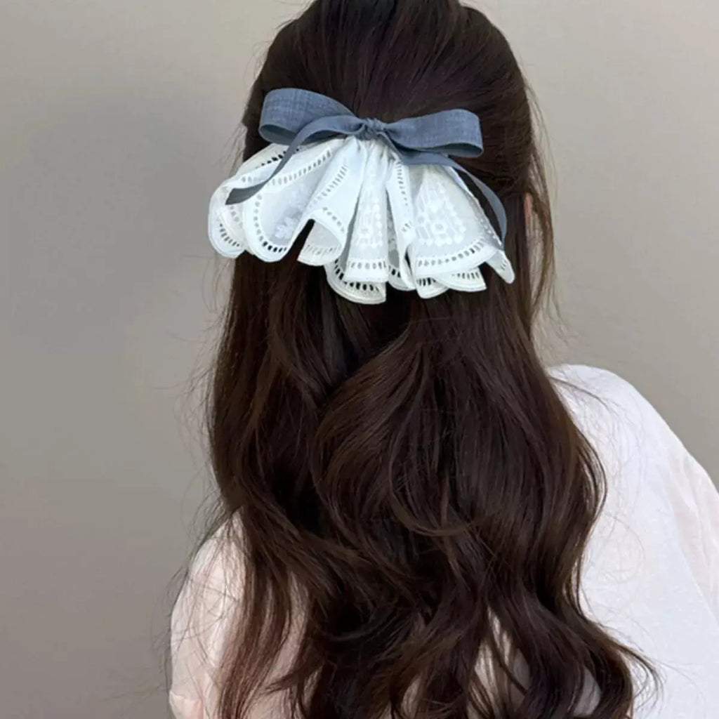 Lace Hair Clip with Ribbon by Trendsi