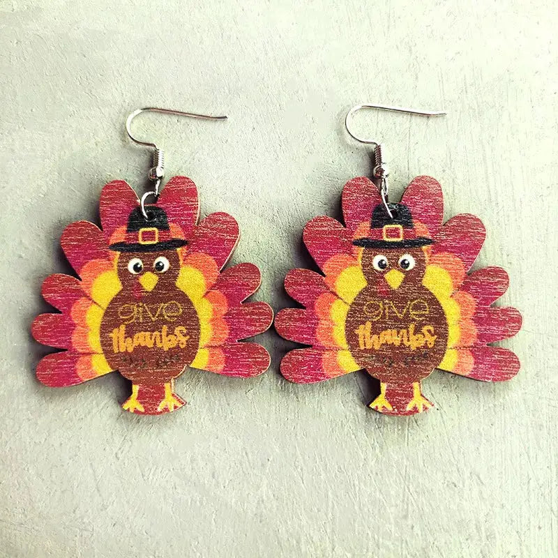 Thanksgiving Turkey Drop Earrings by Trendsi