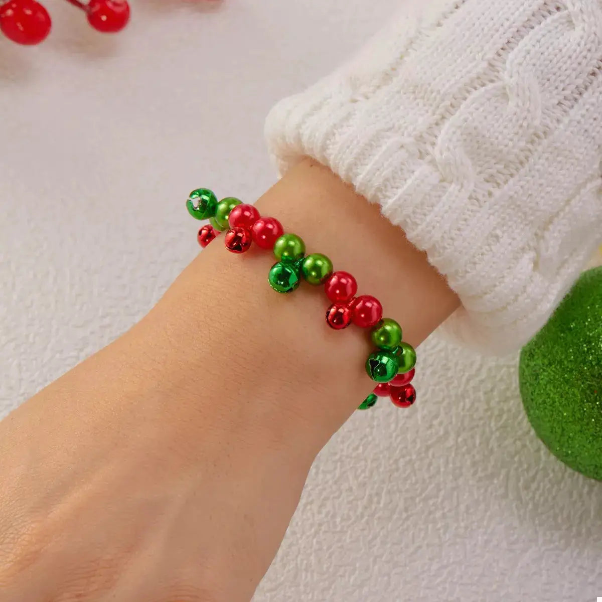 Christmas Holiday Beaded Bell Bracelet by Trendsi