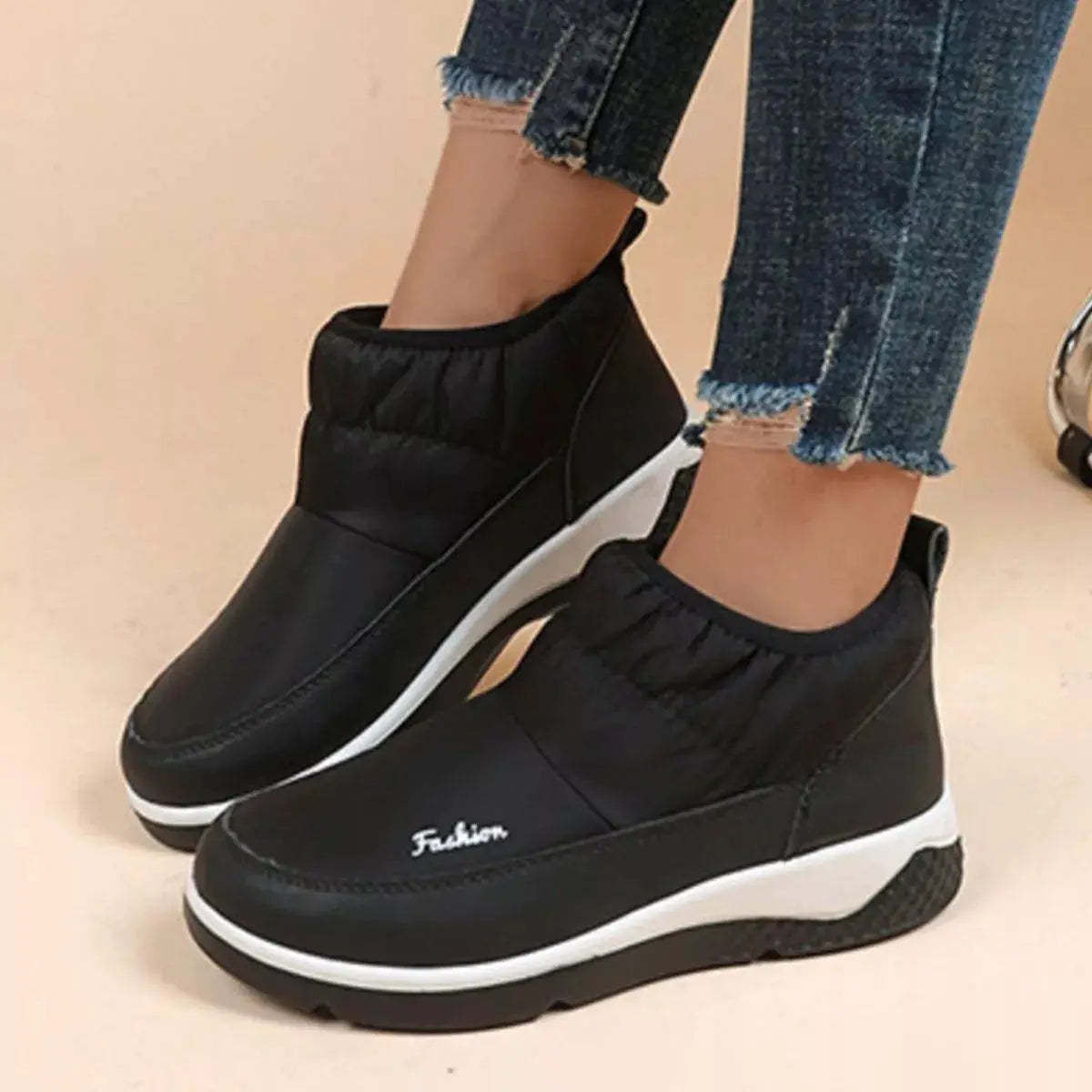 Warm Round Toe Boots by Trendsi