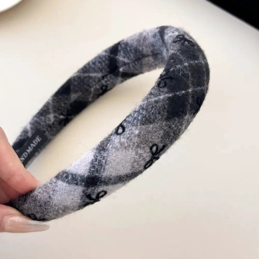 Bow Plaid Polyester Hair Headband by Trendsi