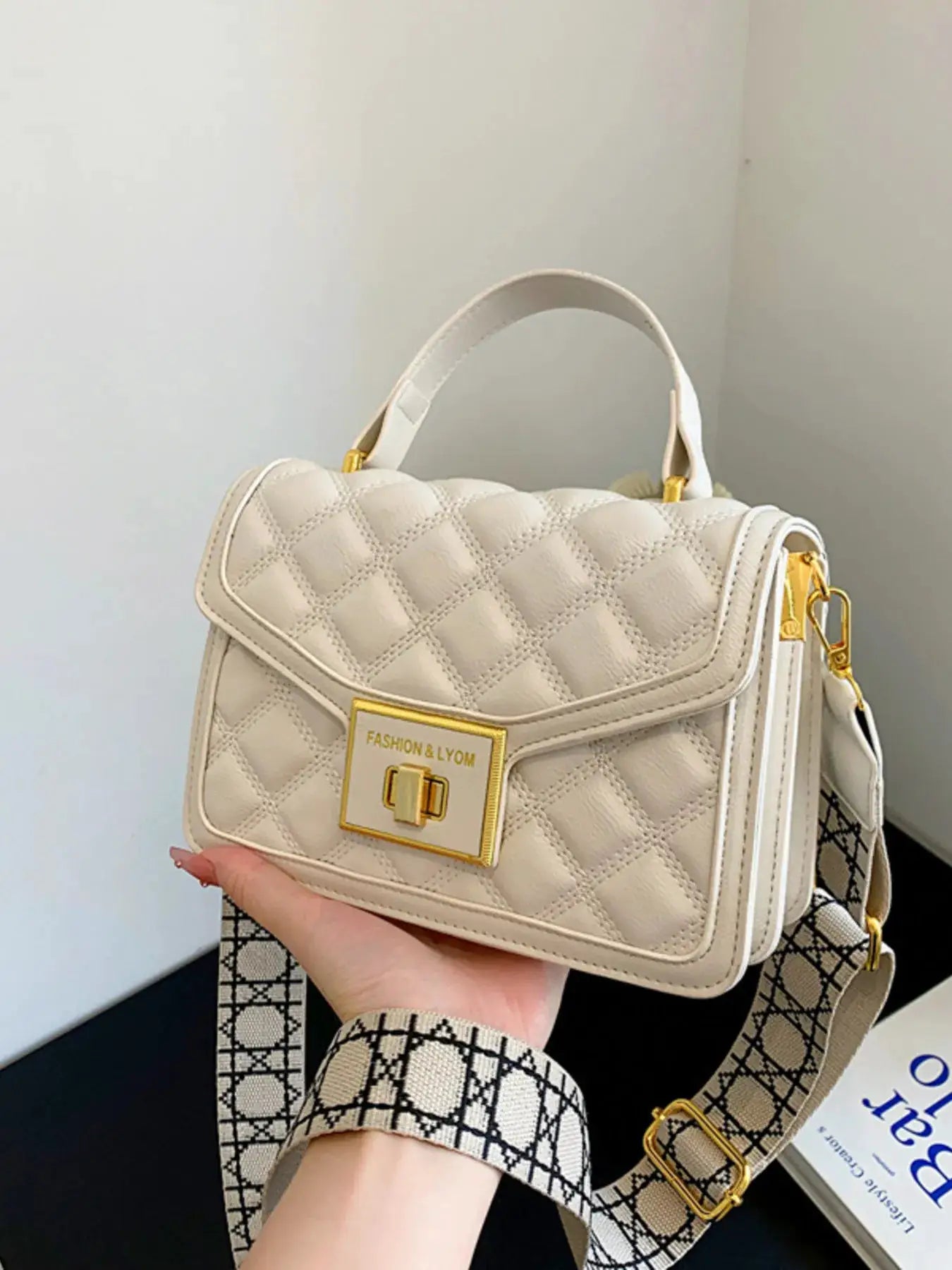 Quilted Adjustable Strap Shoulder Bag by Trendsi