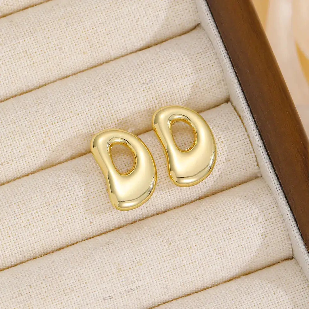 18K Gold-Plated Bubble Letter Stud Earrings by Trendsi