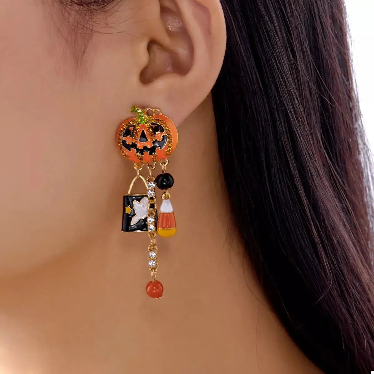 Halloween Pumpkin Drop Earrings by Trendsi