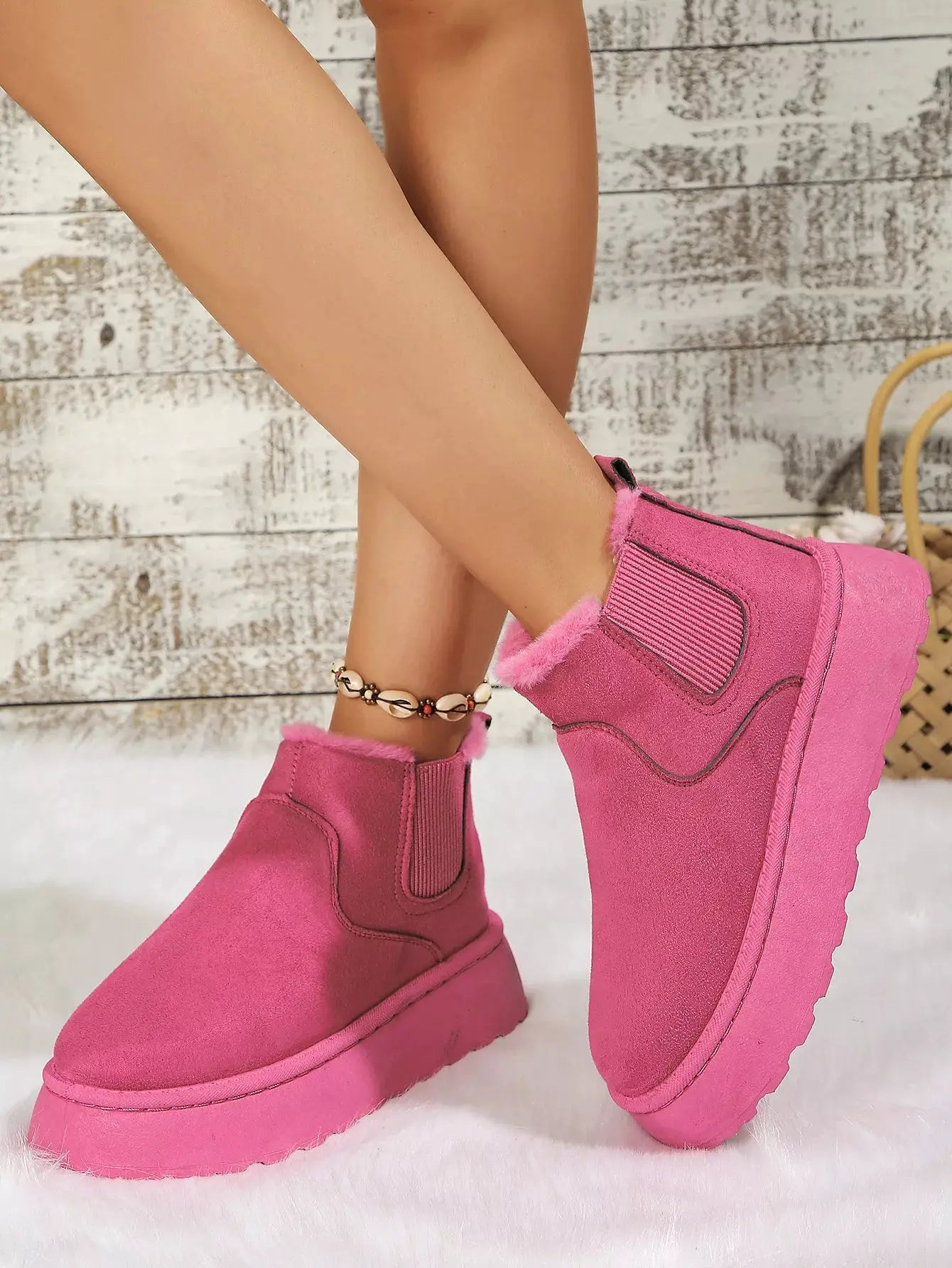 Round Toe Platform Ankle Boots by Trendsi