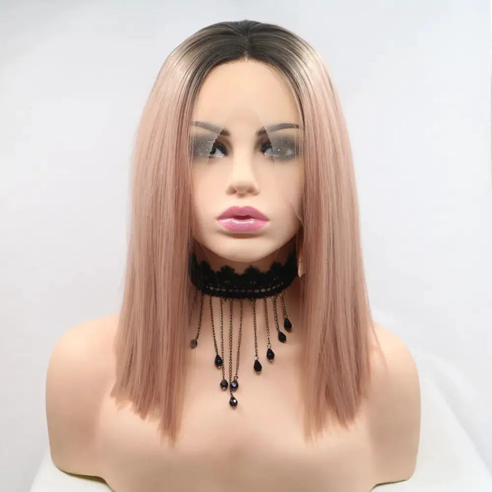 13*3" Lace Front Wigs Synthetic Mid-length Straight 12" 130% Density by Trendsi
