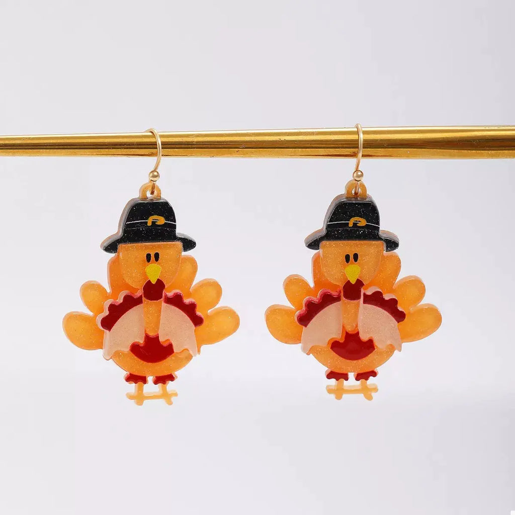 Thanksgiving Turkey Dangle Earrings by Trendsi