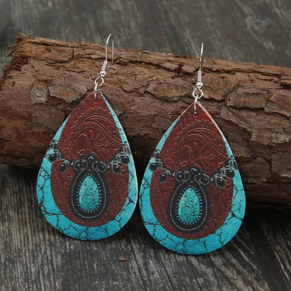 PU Leather Iron Hook Teardrop Earrings by Trendsi