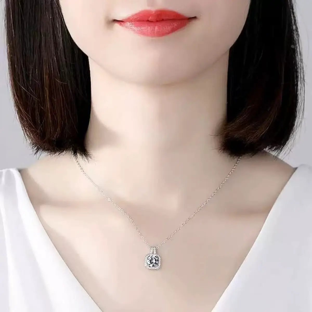 1 Carat Moissanite 925 Sterling Silver Pendant Necklace by Trendsi